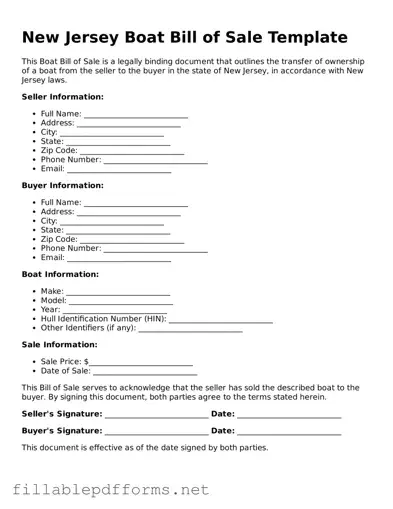 Attorney-Verified Boat Bill of Sale Form for New Jersey State