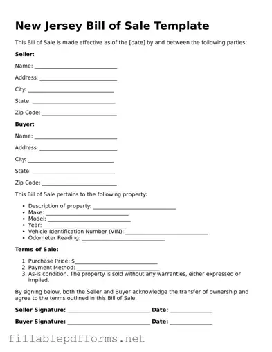 Attorney-Verified Bill of Sale Form for New Jersey State