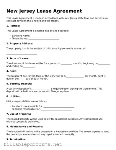 Attorney-Verified Lease Agreement Form for New Jersey State