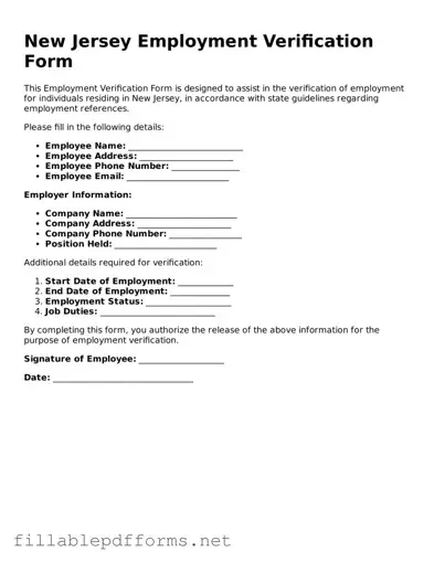 Attorney-Verified Employment Verification Form for New Jersey State