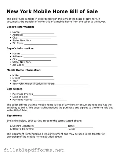 Attorney-Verified Mobile Home Bill of Sale Form for New York State