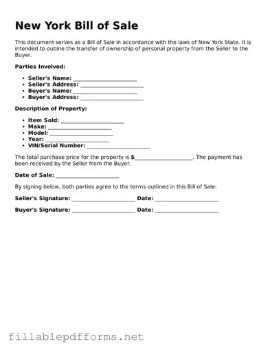 Attorney-Verified Bill of Sale Form for New York State