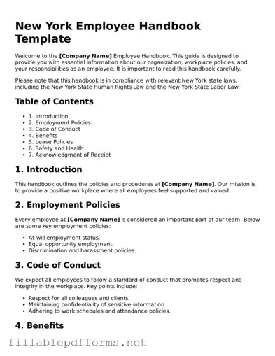 Attorney-Verified Employee Handbook Form for New York State