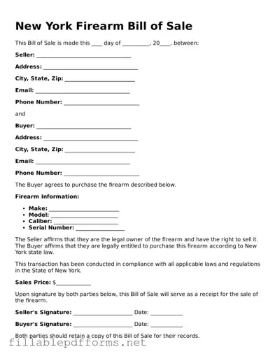 Attorney-Verified Firearm Bill of Sale Form for New York State