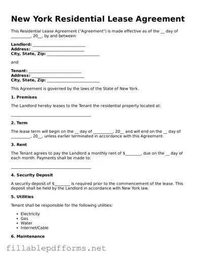 Attorney-Verified Residential Lease Agreement Form for New York State