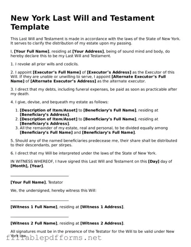 Attorney-Verified Last Will and Testament Form for New York State