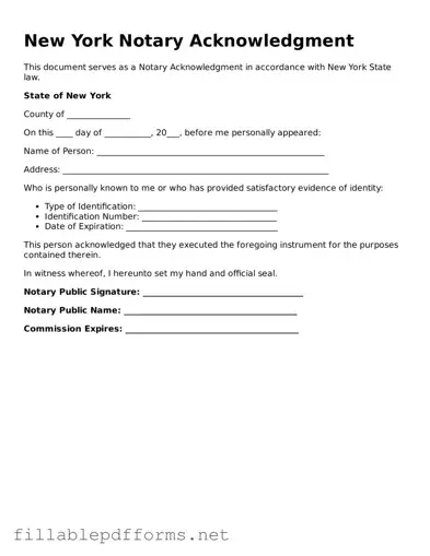 Attorney-Verified Notary Acknowledgement Form for New York State