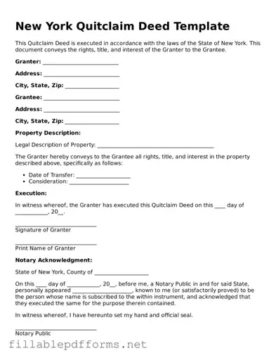Attorney-Verified Quitclaim Deed Form for New York State