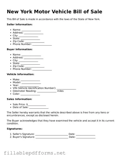 Attorney-Verified Motor Vehicle Bill of Sale Form for New York State
