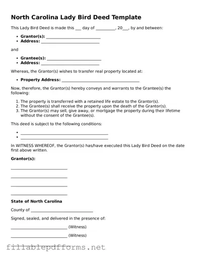 Attorney-Verified Lady Bird Deed Form for North Carolina State