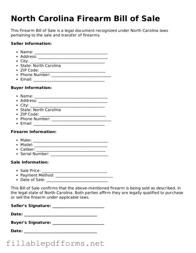 Attorney-Verified Firearm Bill of Sale Form for North Carolina State