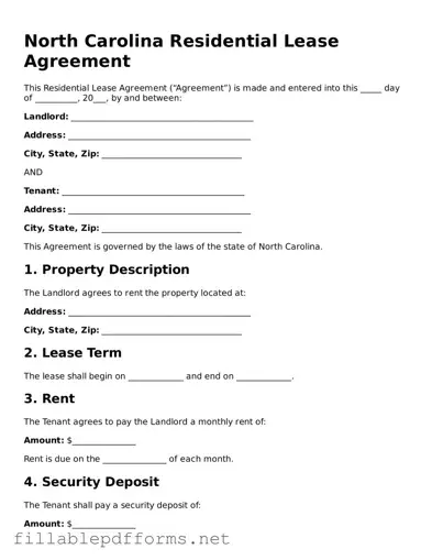 Attorney-Verified Residential Lease Agreement Form for North Carolina State