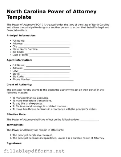 Attorney-Verified Power of Attorney Form for North Carolina State