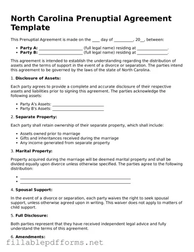Attorney-Verified Prenuptial Agreement Form for North Carolina State