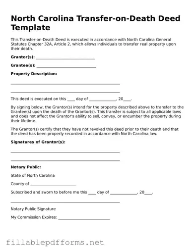 Attorney-Verified Transfer-on-Death Deed Form for North Carolina State