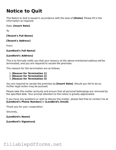 Blank Notice to Quit Template