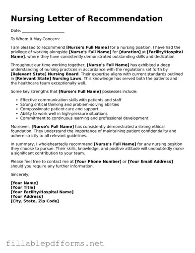 Blank Nursing Letter of Recommendation Template