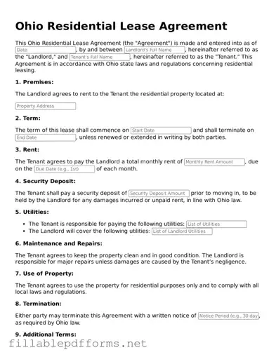 Attorney-Verified Residential Lease Agreement Form for Ohio State