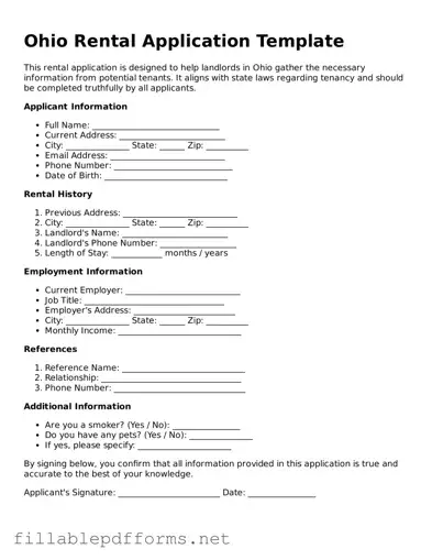 Attorney-Verified Rental Application Form for Ohio State