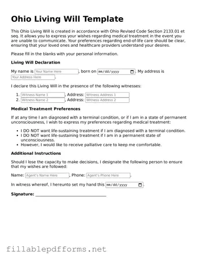 Attorney-Verified Living Will Form for Ohio State