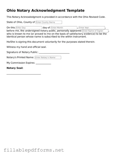 Attorney-Verified Notary Acknowledgement Form for Ohio State