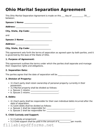 Attorney-Verified Marital Separation Agreement Form for Ohio State