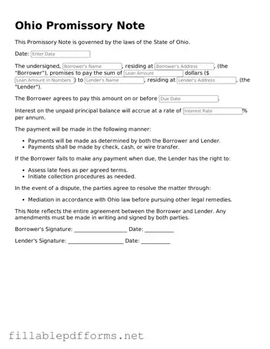 Attorney-Verified Promissory Note Form for Ohio State