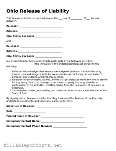 Attorney-Verified Release of Liability Form for Ohio State