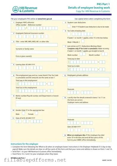 P 45 It PDF Template