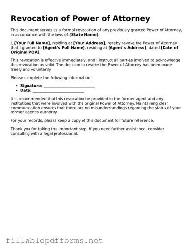 Blank Revocation of Power of Attorney Template