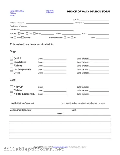 Proof Of Vaccination Dog PDF Template