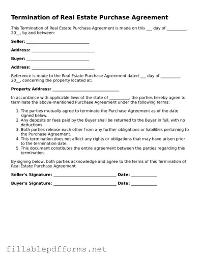 Blank Termination of Real Estate Purchase Agreement Template