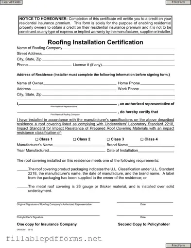 Roofing Certificate PDF Template