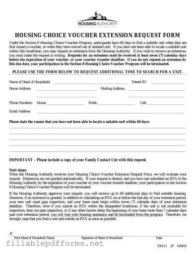 Section 8 Voucher Extension PDF Template