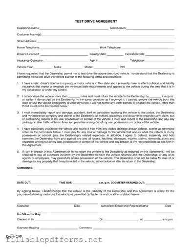 Test Drive PDF Template