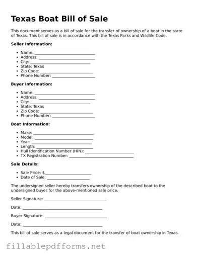 Attorney-Verified Boat Bill of Sale Form for Texas State