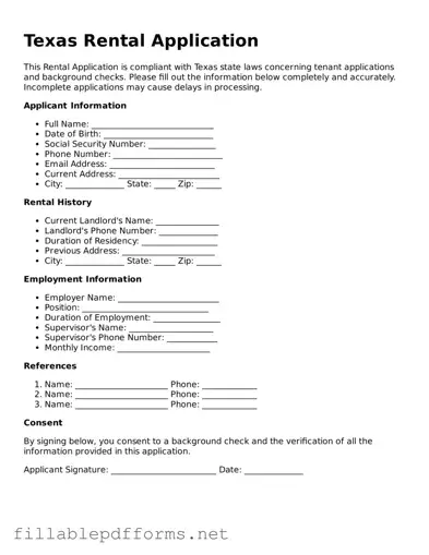 Attorney-Verified Rental Application Form for Texas State