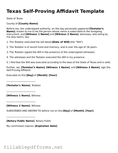 Attorney-Verified Self-Proving Affidavit Form for Texas State
