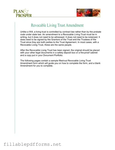Trust Amendment PDF Template