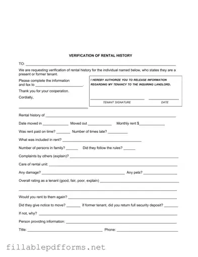 Verification Rental PDF Template