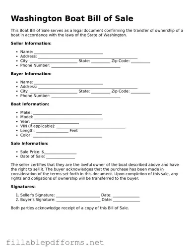Attorney-Verified Boat Bill of Sale Form for Washington State