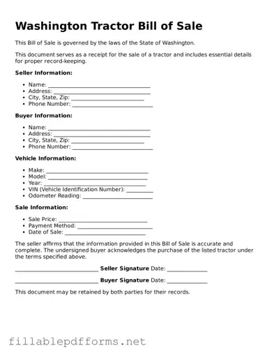 Attorney-Verified Tractor Bill of Sale Form for Washington State
