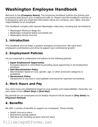 Attorney-Verified Employee Handbook Form for Washington State