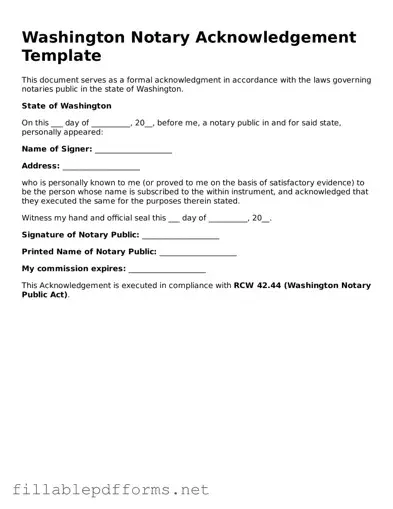 Attorney-Verified Notary Acknowledgement Form for Washington State