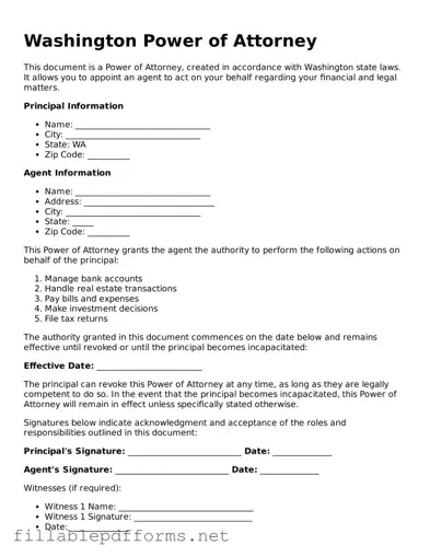 Attorney-Verified Power of Attorney Form for Washington State