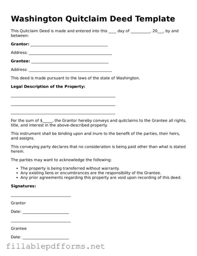 Attorney-Verified Quitclaim Deed Form for Washington State