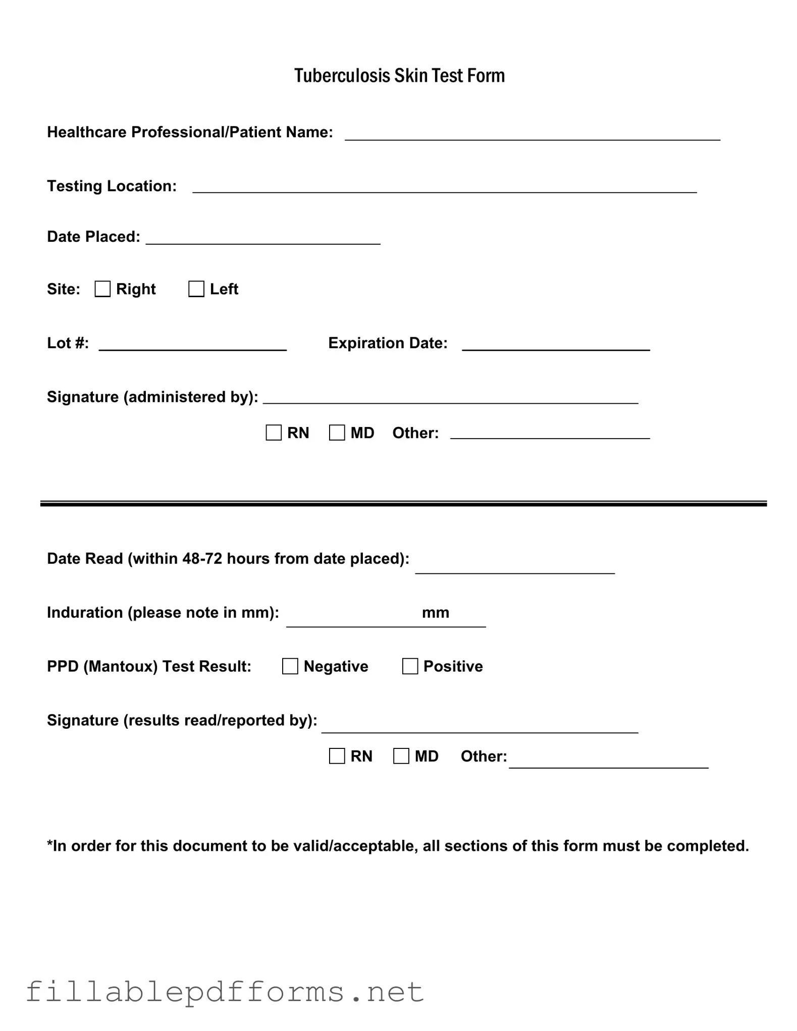 Tb Test PDF Template