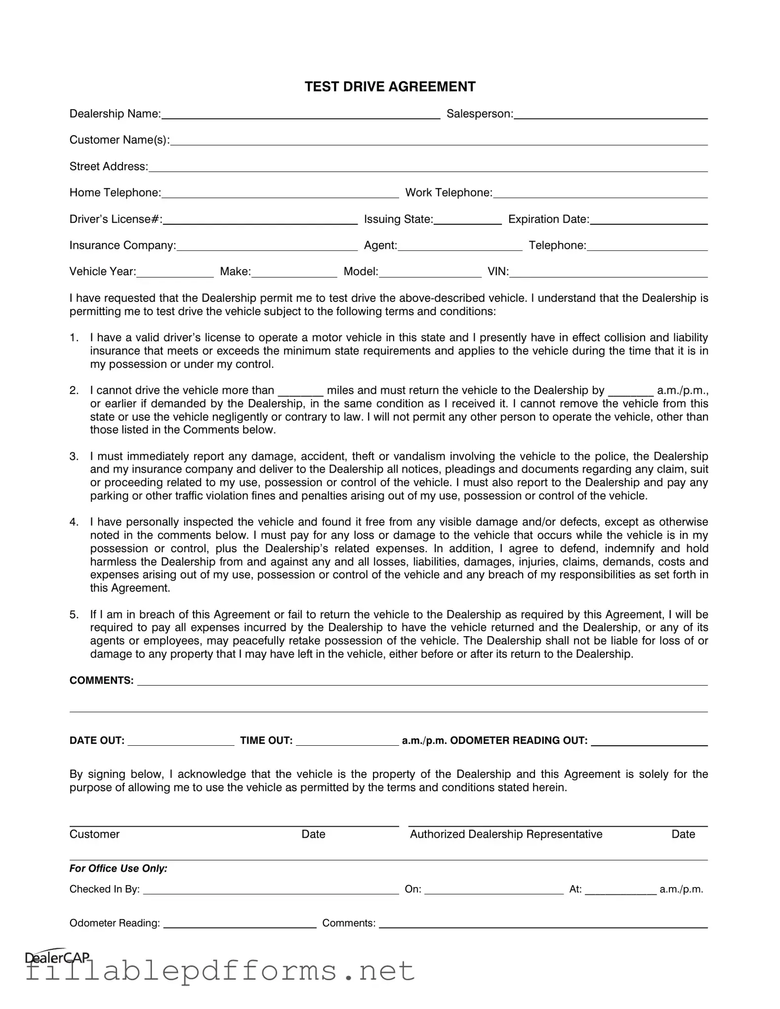 Test Drive PDF Template