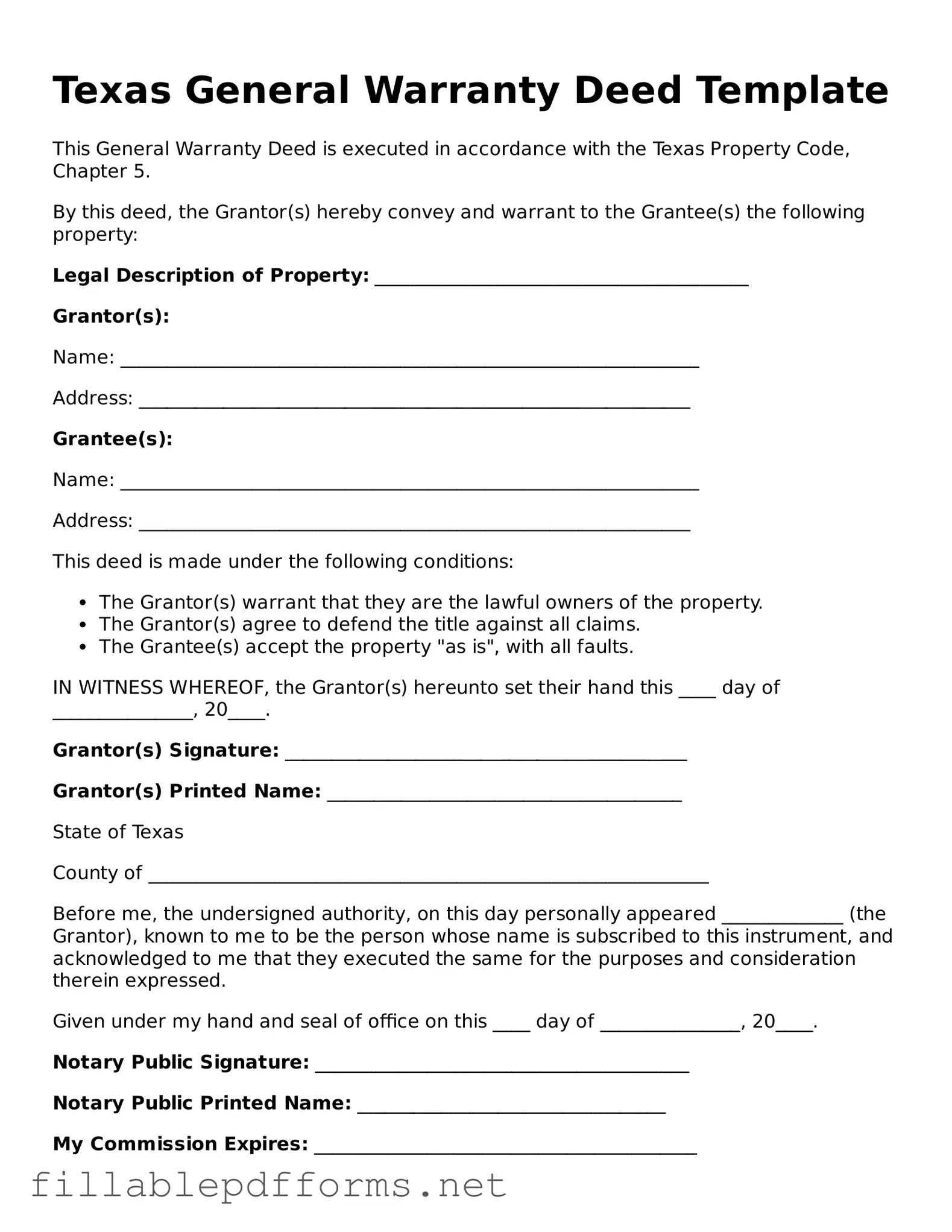 Attorney-Verified Deed Form for Texas State
