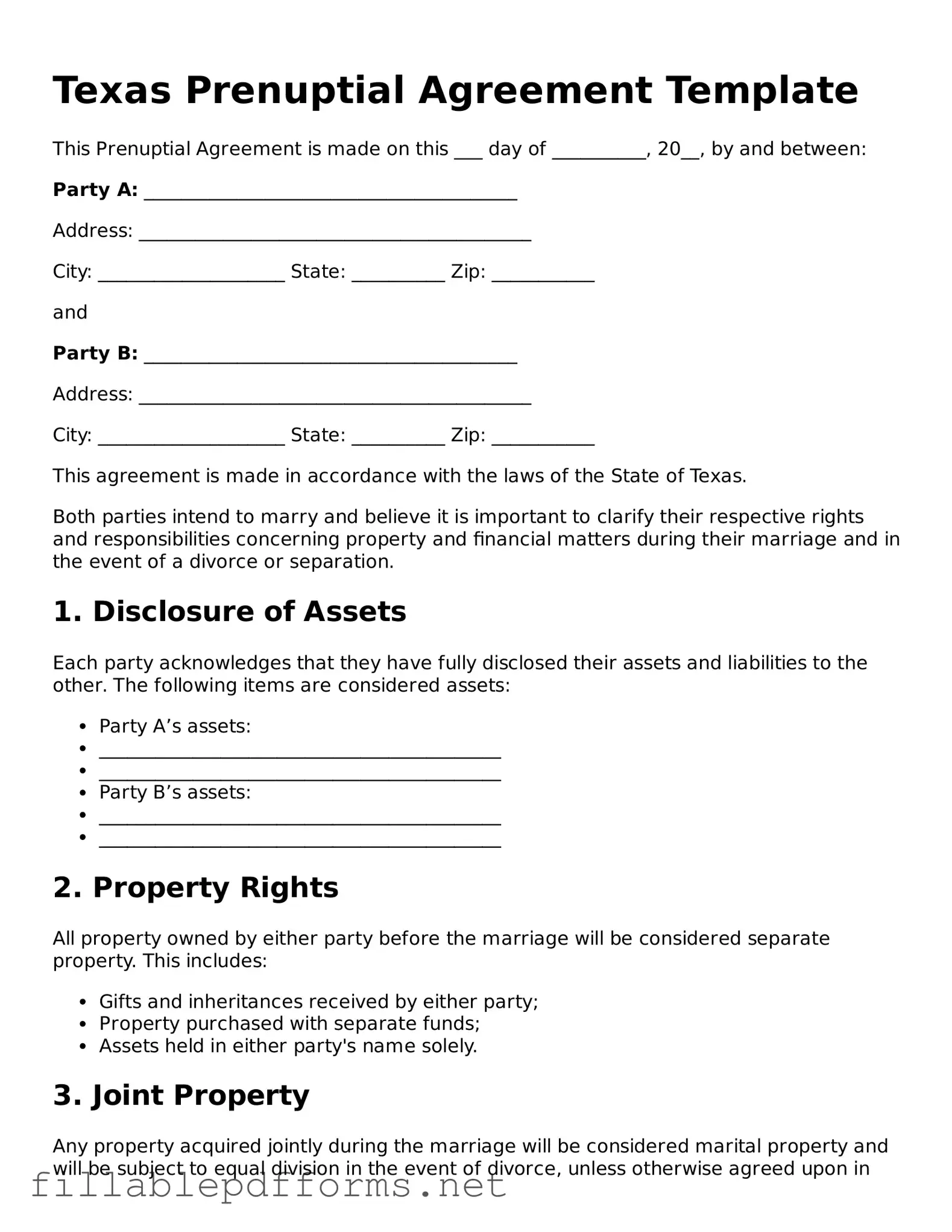 Attorney-Verified Prenuptial Agreement Form for Texas State